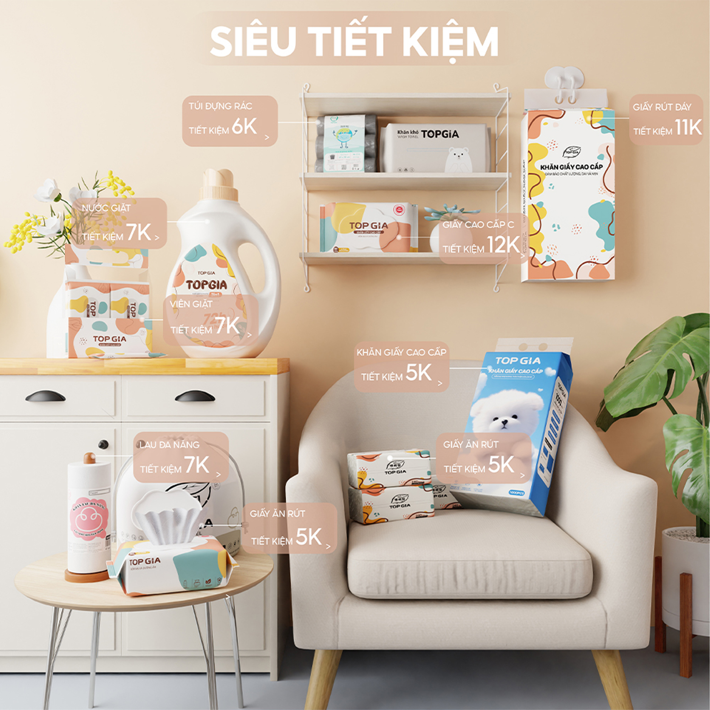 Giấy rút đáy treo tường GiaGia