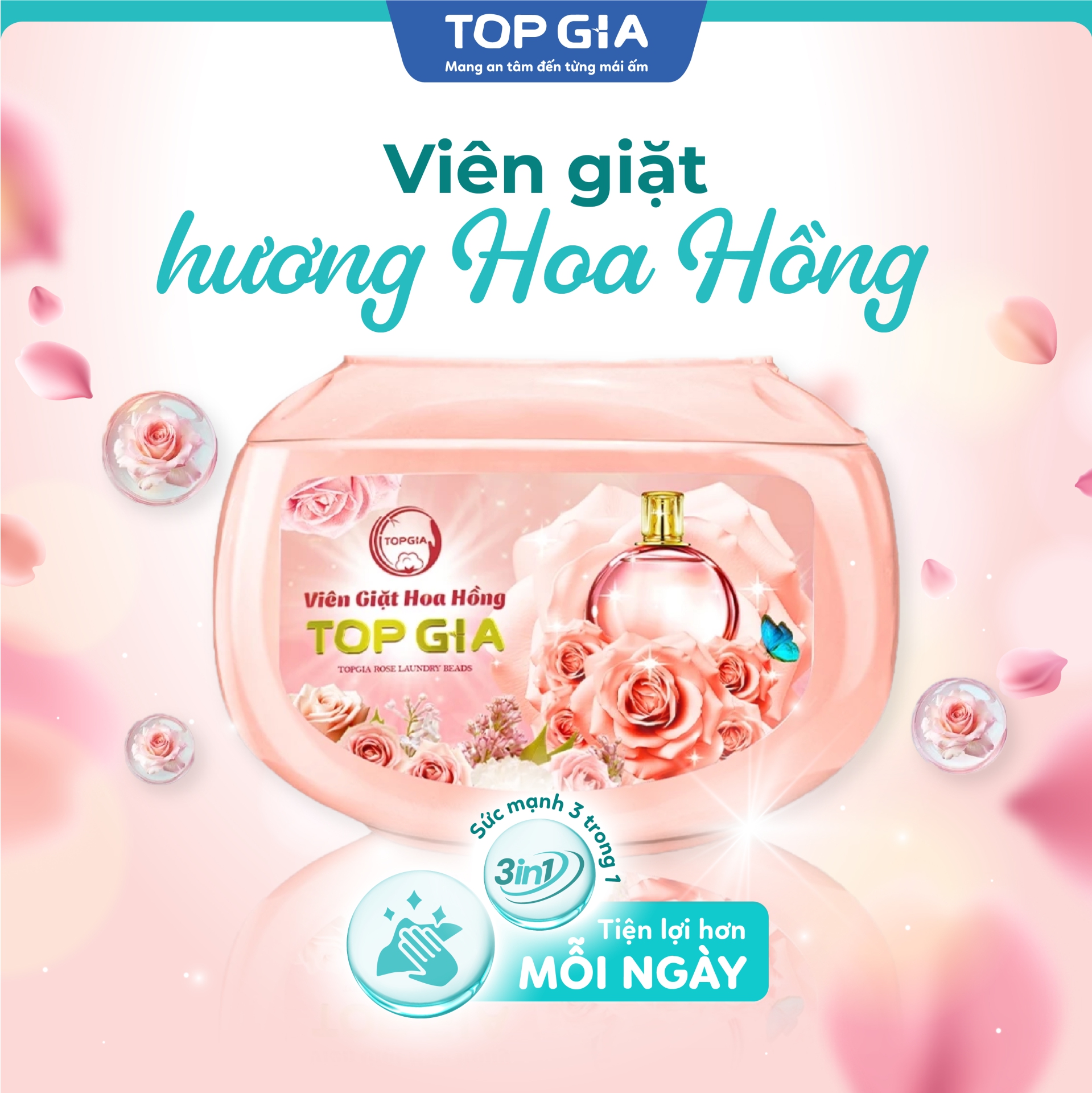 Viên giặt hương hoa hồng